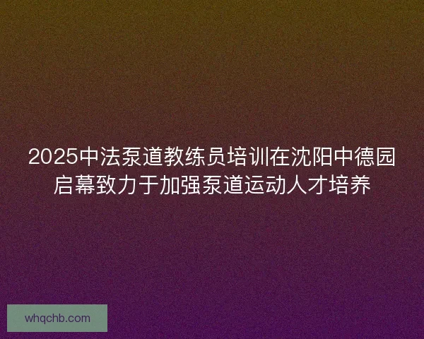2025中法泵道教练员培训在沈阳中德园启幕致力于加强泵道运动人才培养